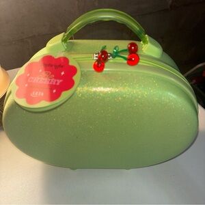 Beauty Box “Joy Bright Be Cherry” Green Glitter travel/ carry Makeup Case